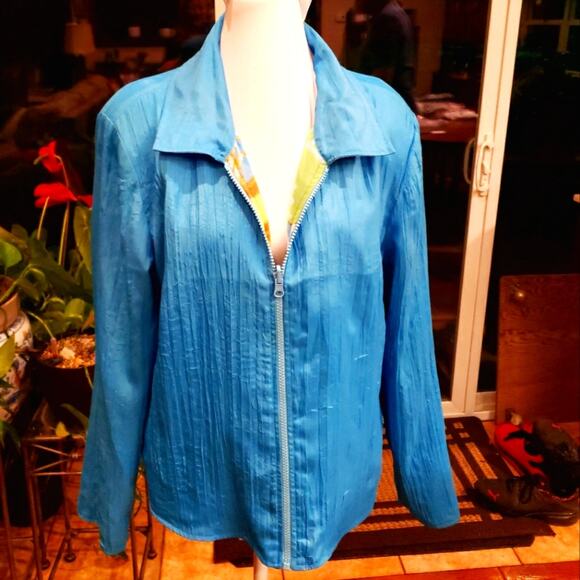 City Girl Nancy Bolen L multi color patch work look camisole and cover shirt - Picture 1 of 11